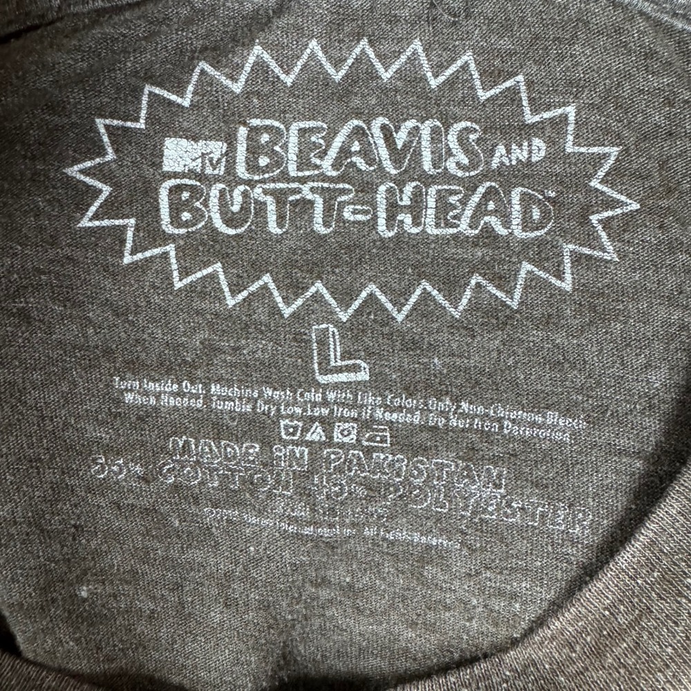 Large Brown Beavis and Butthead MTV Tshirt cigg hole grunge alternative 90s - Picture 7 of 8